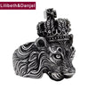 Men's Ring 925 Sterling Silver Crown Lion New Trendy Finger Co Animal Original Fine Jewelry Luxury Gift for Boyfriend Male