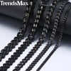 Men's Stainless Steel Cuban Link Chain Necklace Black Silver Gold Color Steel Curb Necklace For Men 18-36 Hiphop Jewelry KNM09