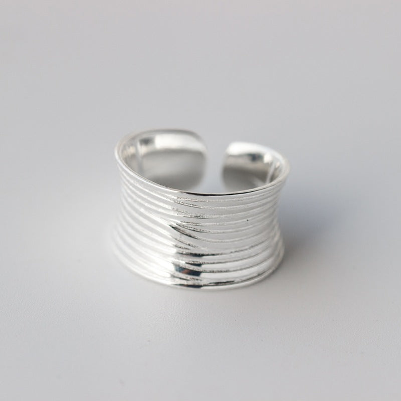 Men's Women's 925 Sterling Silver Engraved Out hammered Wide Band Ring Long 13mm Rocker GTLJ877