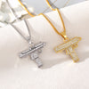 Men's Women's Jewelry Hip Hop Zircon Necklace Gold Box Chain Imitation Pistol UZI Shape Pendant Handsome Submachine Gun