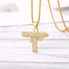 Men's Women's Jewelry Hip Hop Zircon Necklace Gold Box Chain Imitation Pistol UZI Shape Pendant Handsome Submachine Gun