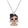 Menglina Acrylic Cartoon Character Girl Pendant Necklace For Children Silver Tone Chain Flat Back Resin Doll Charm Chokers