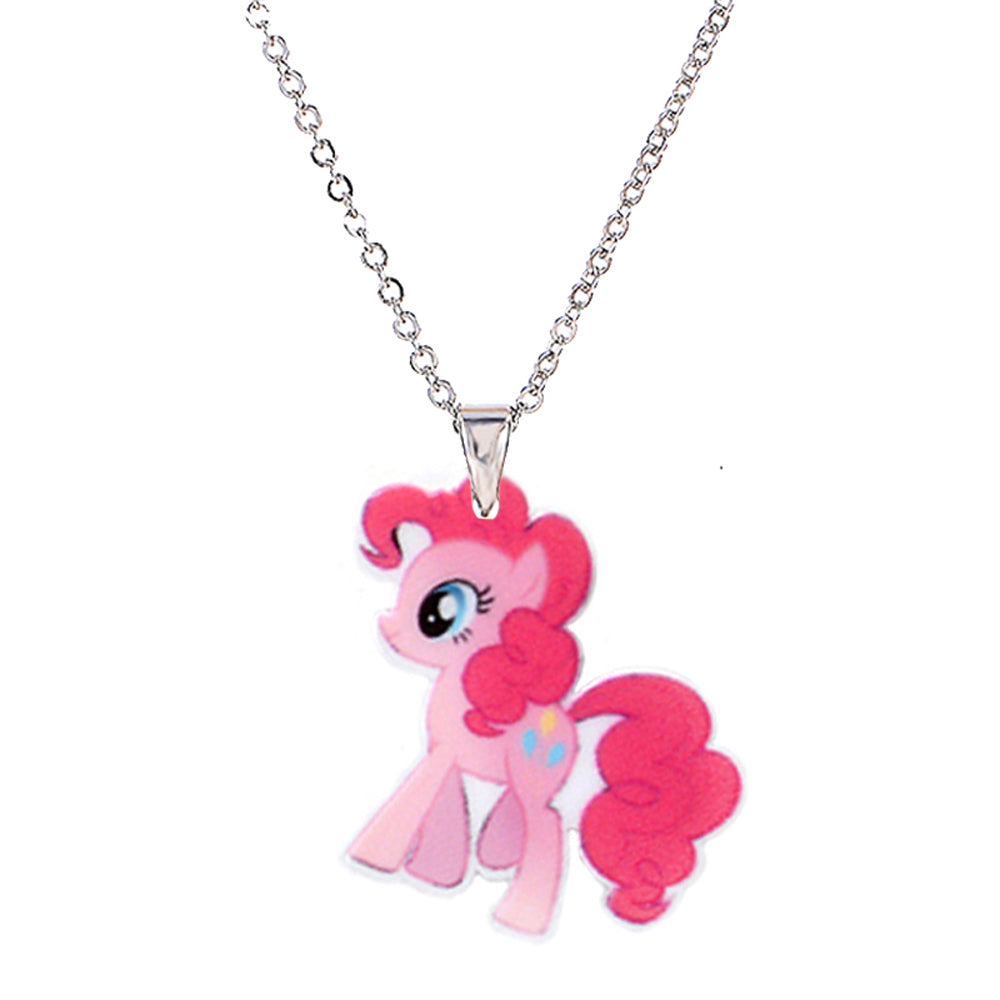 Menglina Fashion Cartoon Unicorn Horse Acrylic Pendant Necklace For Children Silver Tone Chain Resin Flatback Children's Jewelry