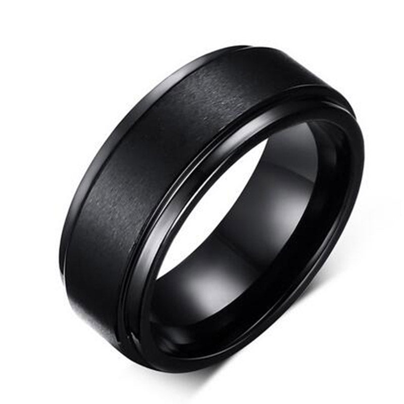 Mens BASE RINGS 8 MM Wedding Band Black Pure Carbide Tungsten Engagement Ring for Men Brushed Mate Center Jewelery
