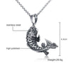 Mens Goldfish Hooked 3D Koi Fish Pendant Necklace in Stainless Steel Mythical Ocean Jewelry Collares Collier Colar
