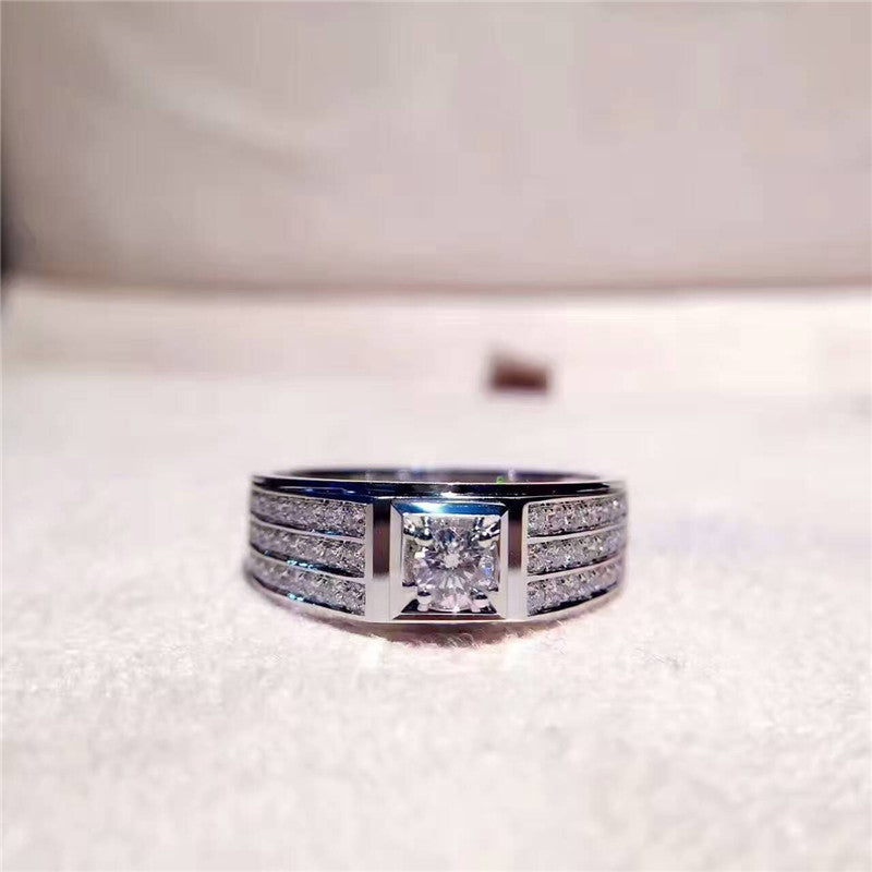 Mens Jewelry Cubic Zirconia Ring S925 Sterling Silver Bridegroom Wedding Fine Juwelen Engagement Ringen Drop Shipping Love-064