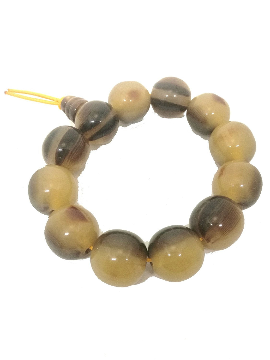 Mens Natural Tibetan Yak Horn Bracelet Buddha Beads Bracelet 20MM Gemstone Jewelry