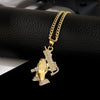 Mens Necklace Hip Hop Chain Inlaid Zircon Rhinestone Submachine Gun Prayer Hand Pendant Rapper Jewelry Gift