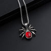 Mens Punk Vintage Retro Black Widow Red Crystal Stone Spider pendant Necklace Gothic Women Biker Stainless Steel Jewelry 60cm