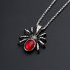 Mens Punk Vintage Retro Black Widow Red Crystal Stone Spider pendant Necklace Gothic Women Biker Stainless Steel Jewelry 60cm