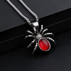 Mens Punk Vintage Retro Black Widow Red Crystal Stone Spider pendant Necklace Gothic Women Biker Stainless Steel Jewelry 60cm