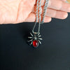 Mens Punk Vintage Retro Black Widow Red Crystal Stone Spider pendant Necklace Gothic Women Biker Stainless Steel Jewelry 60cm