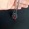 Mens Punk Vintage Retro Black Widow Red Crystal Stone Spider pendant Necklace Gothic Women Biker Stainless Steel Jewelry 60cm