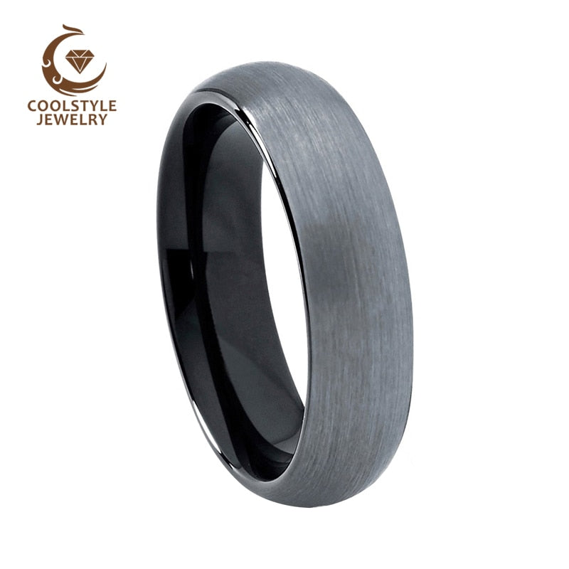 Mens Rings 6mm Tungsten Carbide Black Plated Women Wedding Engagement Band Comfort Fit Matte Finish Comfort Fit
