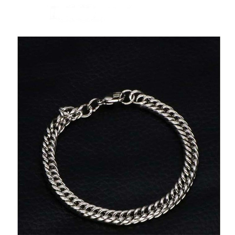 Mens Simple Stainless Steel Curb Cuban Link O-shaped Chain Bracelets for Women Unisex Wrist Jewelry Gifts