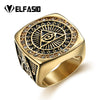 Mens Stainless Steel Gold Ring Illuminati The All-seeing-eye illunati pyramid/eye symb hop Jewelry Size 8-13