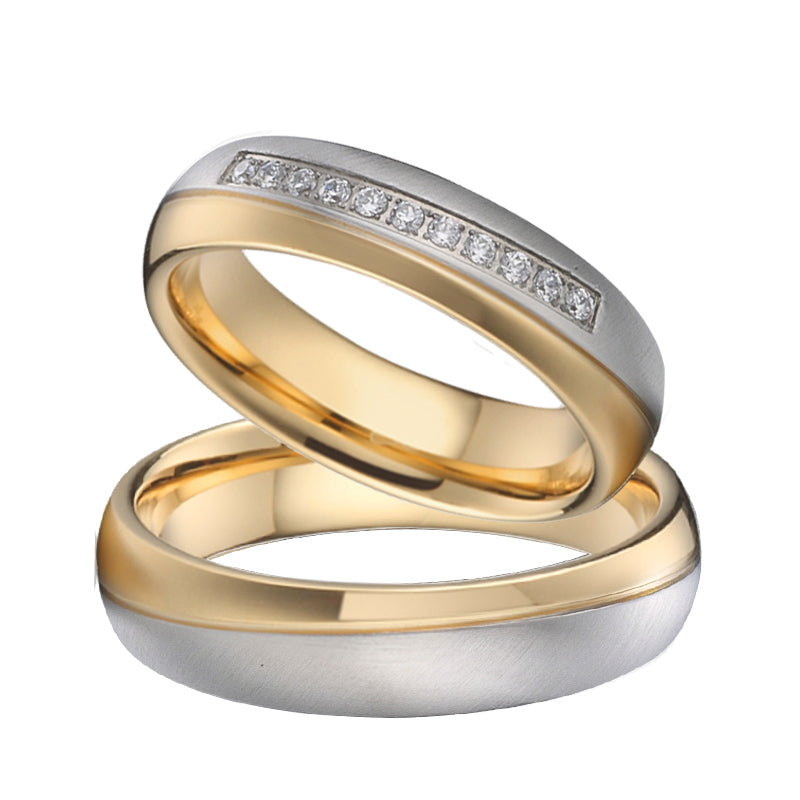 Mens Wedding Band Couple Rings Silver Gold Color stainless steel jewelry Promise Engagement Rings for women