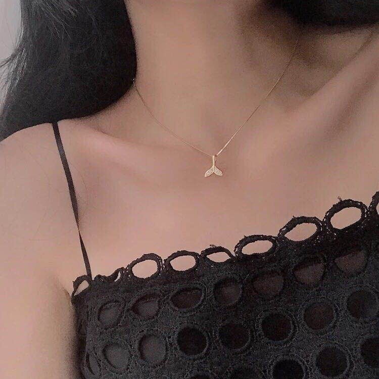 Mermaid Tail Series Choker Necklace Female Korean Creative Simple Student Mori Style Pendant Zircon Necklace Clavicle Chain