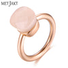 14K Rose Gold Color Topaz Ring 925 Sterling Silver Classic Rings with Natural Gemstone Agate for Women Best Jewelry