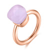 14K Rose Gold Color Topaz Ring 925 Sterling Silver Classic Rings with Natural Gemstone Agate for Women Best Jewelry