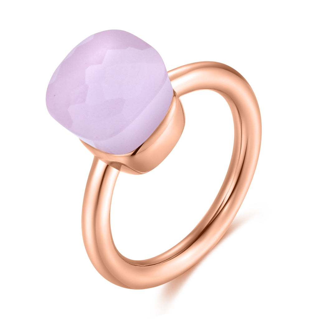 14K Rose Gold Color Topaz Ring 925 Sterling Silver Classic Rings with Natural Gemstone Agate for Women Best Jewelry