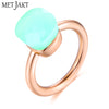 14K Rose Gold Color Topaz Ring 925 Sterling Silver Classic Rings with Natural Gemstone Agate for Women Best Jewelry