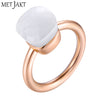 14K Rose Gold Color Topaz Ring 925 Sterling Silver Classic Rings with Natural Gemstone Agate for Women Best Jewelry