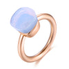 14K Rose Gold Color Topaz Ring 925 Sterling Silver Classic Rings with Natural Gemstone Agate for Women Best Jewelry