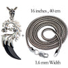 925 Sterling Silver Dragon Head Pendant with Natural Agate Crescent & Silver Snake Chain Necklace Suitable for Men