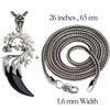 925 Sterling Silver Dragon Head Pendant with Natural Agate Crescent & Silver Snake Chain Necklace Suitable for Men