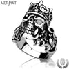 925 Sterling Silver Men's Punk Rock Crown Skull Ring with Zircon & Handmade Ring for Co Men Biker Gothic Jewelry