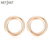 Authentic 925 Sterling Silver Three Colors Classic Fashion Round Stud Earrings for Party Women's Fine Jewelry