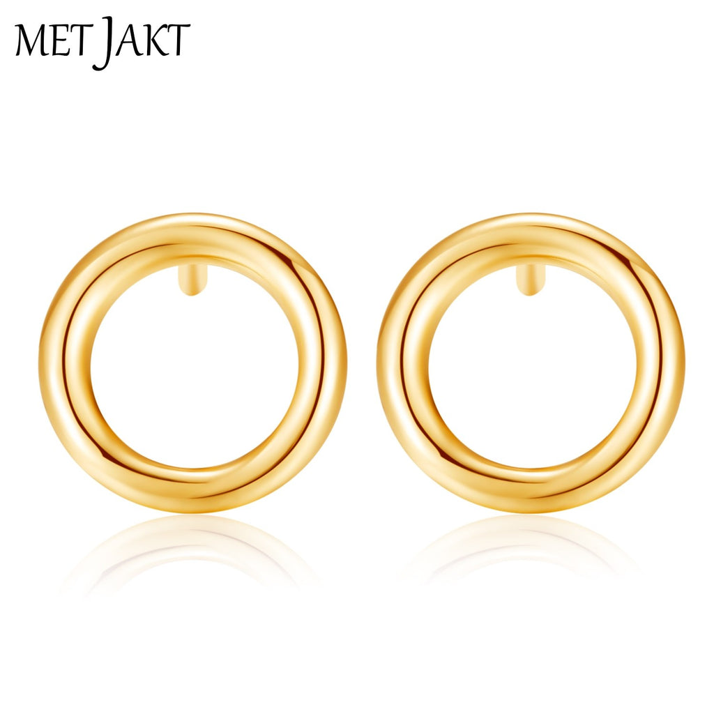 Authentic 925 Sterling Silver Three Colors Classic Fashion Round Stud Earrings for Party Women's Fine Jewelry