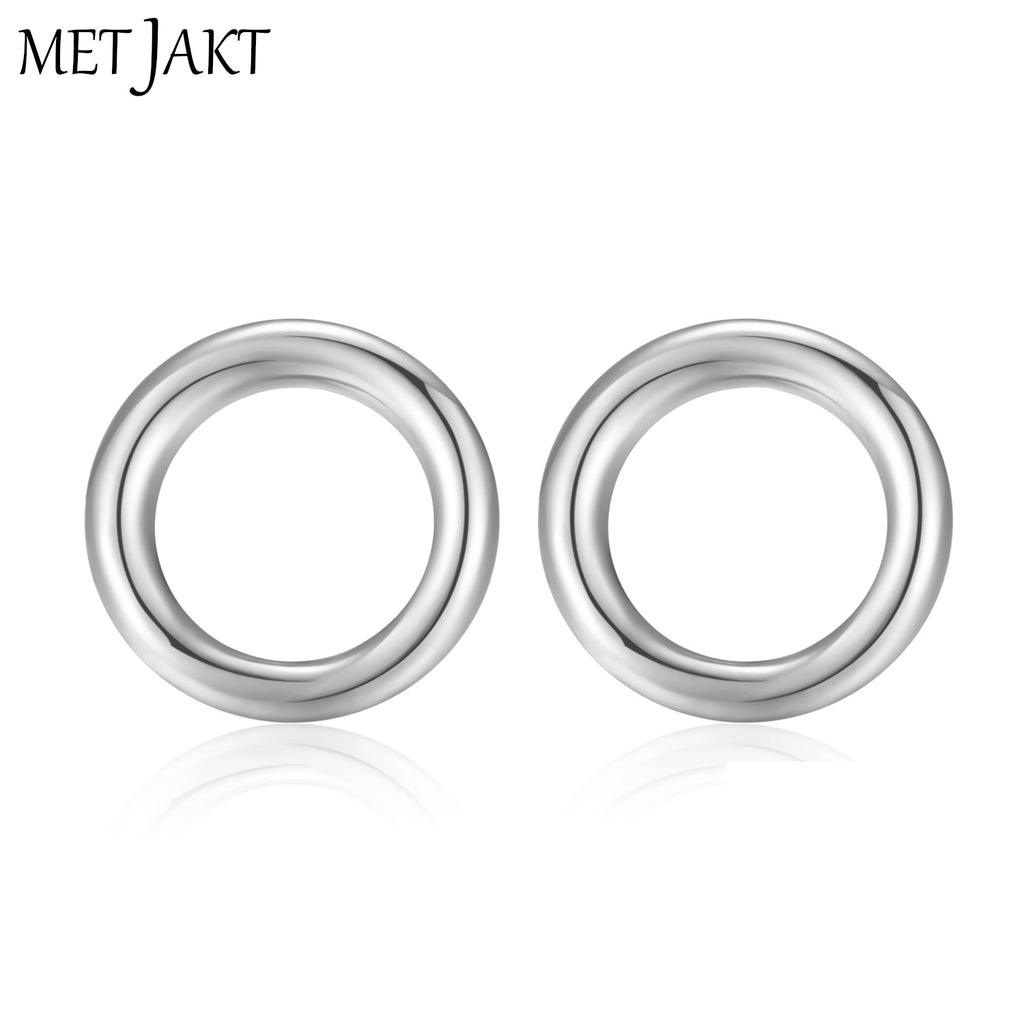 Authentic 925 Sterling Silver Three Colors Classic Fashion Round Stud Earrings for Party Women's Fine Jewelry