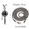 Buddhist Cylinder Pendant Necklace Solid 925 Sterling Silver Bring Lucky Pendant Necklace Pendant for Vintage Jewelry