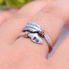 Classic Cupid's Arrow Love Ring Solid 925 Sterling Silver Open Ring for Lover' Jewelry