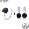Classic Natural Agate Earring Ring Jewelry Sets Solid 925 Sterling Silver Rings for Women's Wedding Party Jewelry