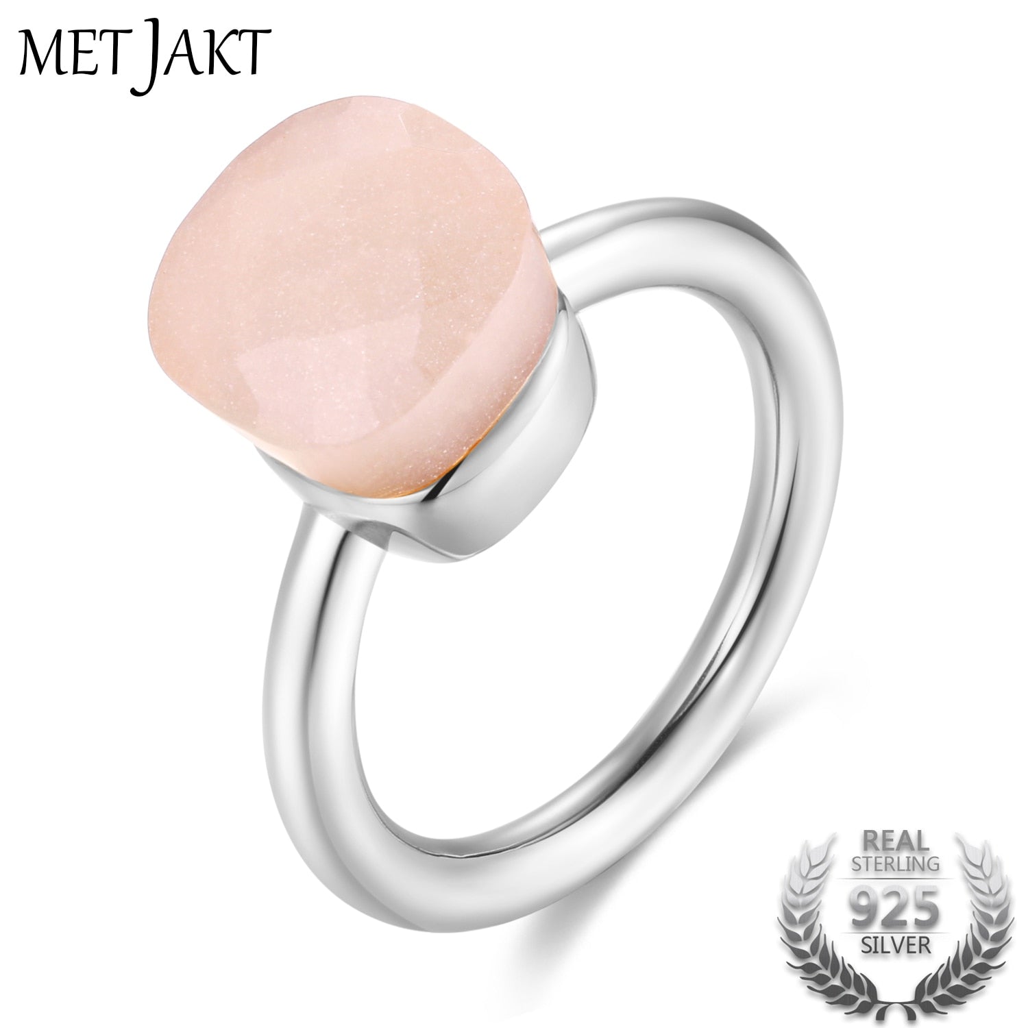 Classic Natural Gem Pink Agate Candy Rings Solid 925 Sterling Silver Ring for Birthd Party Engagement Luxury Jewelry