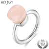 Classic Natural Gem Pink Agate Candy Rings Solid 925 Sterling Silver Ring for Birthd Party Engagement Luxury Jewelry