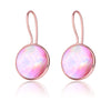 Classic Natural Round Pink Shell Drop Earrings Solid 925 Sterling Silver with Rose Gold Color for Lady Luxury Jewelry