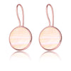 Classic Natural Round Pink Shell Drop Earrings Solid 925 Sterling Silver with Rose Gold Color for Lady Luxury Jewelry