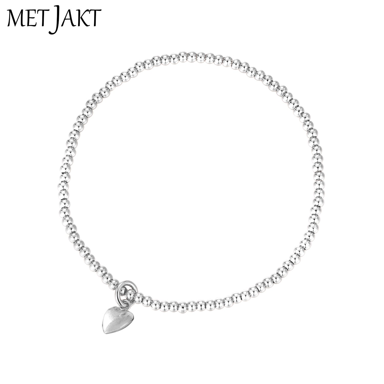 Different Pendants Classic 925 Sterling Silver Bead Bracelet with Heart Elastic Charm Bracelets for Women's Jewelry 18cm