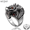 Fashion Vintage 925 Sterling Silver Domineering Dragon Ring with Ruby Punk Rock Rings for Men's Fine Jewelry