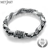 Handmade Men's Vintage Thai Silver Bracelet Solid 925 Sterling Silver Bracelet for Male Biker Vintage Jewelry 21cm