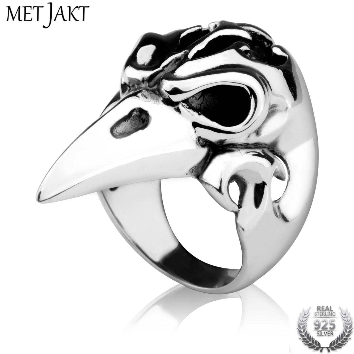 Hyperbole Domineering Eagle Head Ring Solid 925 Sterling Silver Ring for Co Mens Punk Rock Jewelry