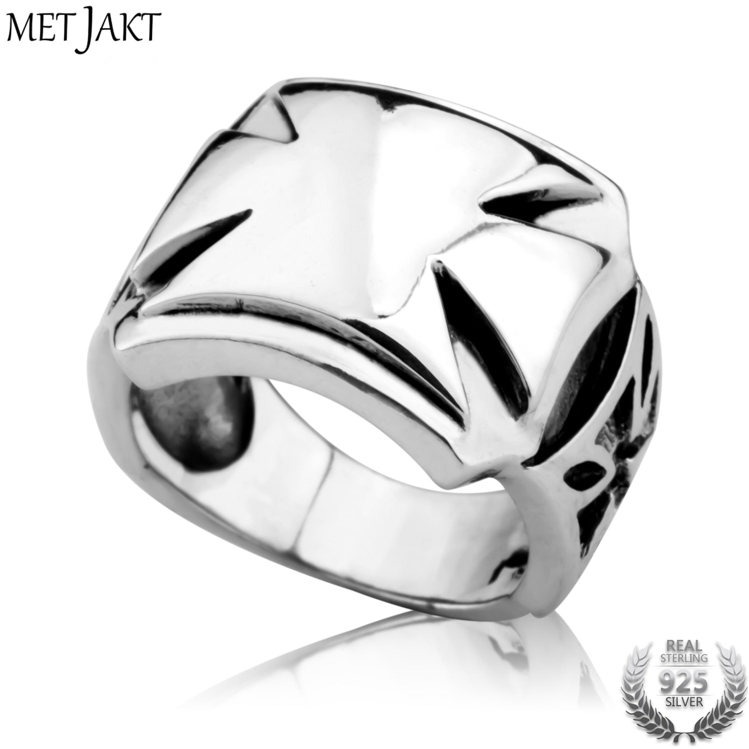 Men's Classic Punk Style Cross Ring Solid 925 Sterling Silver Ring for Man Handmade Personality Jewelry
