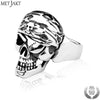 Men's Punk One-eyed Skull Ring Solid 925 Sterling Silver Ring for Man Personality Gothic Halloween Jewelry