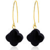 Natural Agate Classic Clover Drop Earrings Solid 925 Sterling Silver with Gold for Women Fashion Jewelry