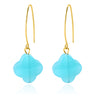 Natural Agate Classic Clover Drop Earrings Solid 925 Sterling Silver with Gold for Women Fashion Jewelry