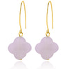 Natural Agate Classic Clover Drop Earrings Solid 925 Sterling Silver with Gold for Women Fashion Jewelry